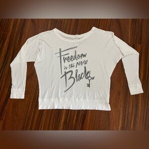 Freedom Culture women’s medium graphic long sleeve top, white